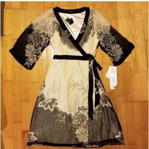 ECI kimono silk wrap dress, size 14; new